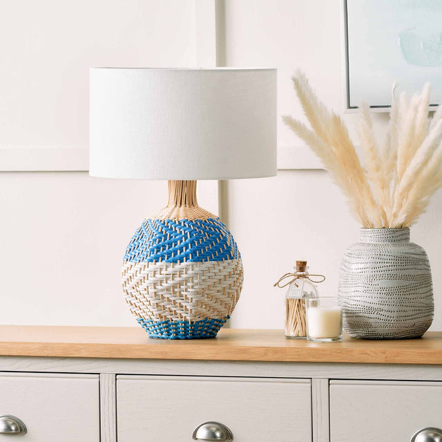 Designers Guild Brera Cobalt Rattan Table Lamp