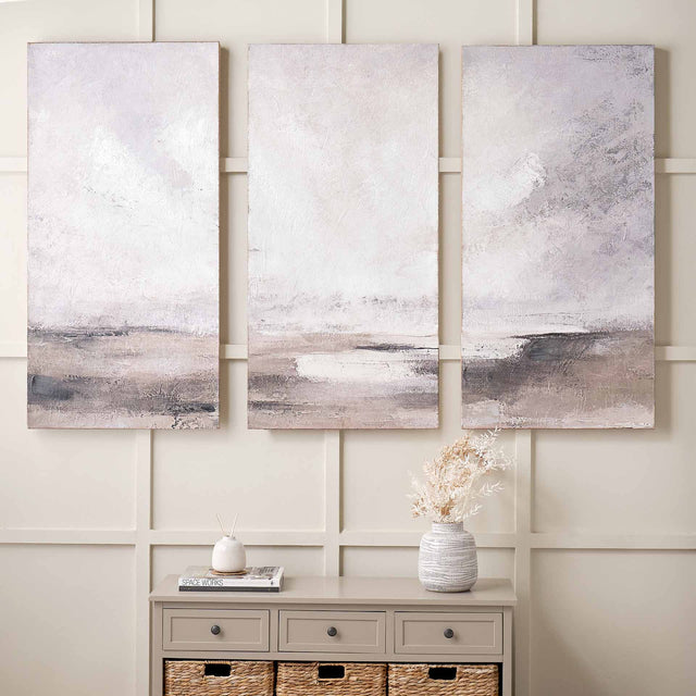 Adley Grey and Neutral Abstract Landscape Canvases S/3