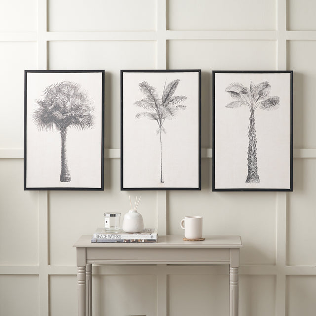 Arbre Natural and Black Tree Canvases with Black Frames S/3