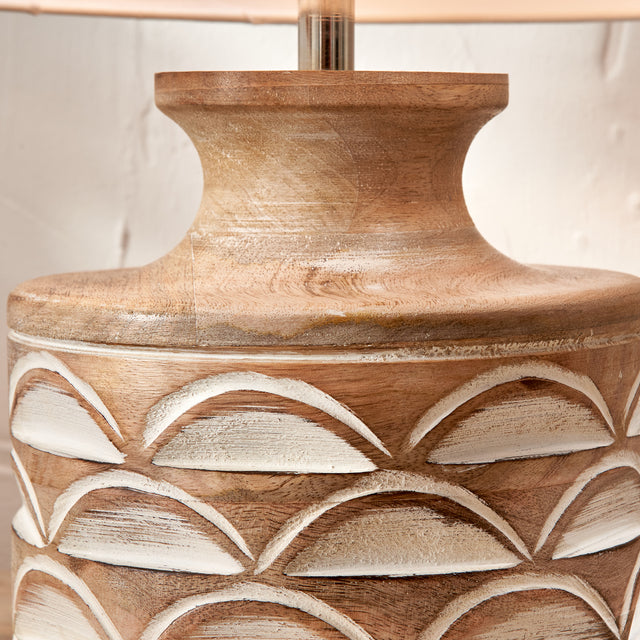 Asva Carved Wood Table Lamp Base