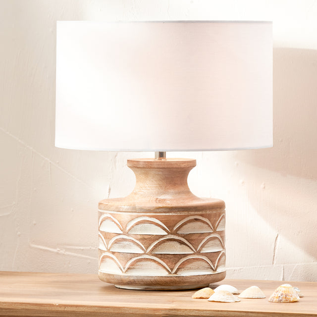 Asva Carved Wood Table Lamp Base