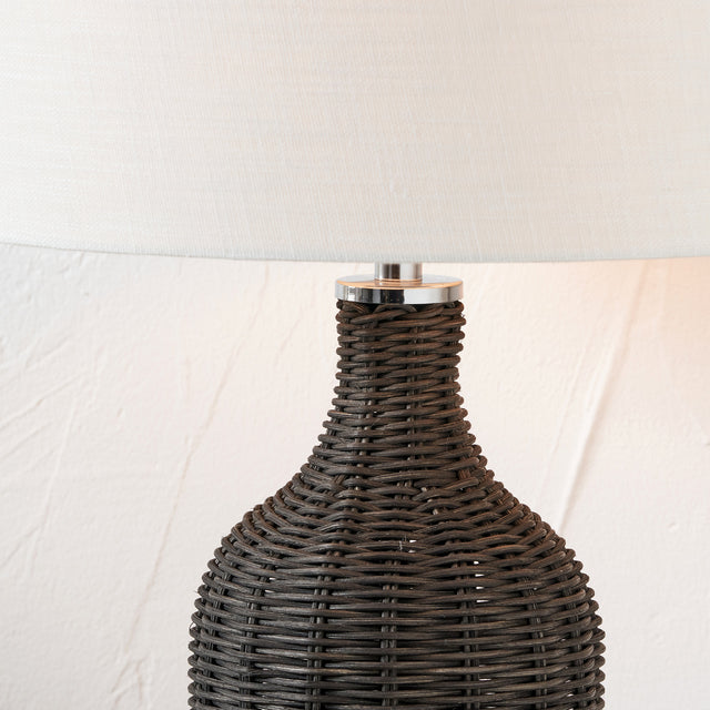 Naya Black Rattan Bottle Table Lamp