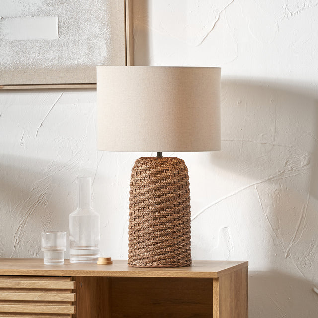 Jose Brown Wash Woven Seagrass Table Lamp