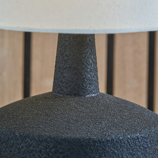 Eli Black and Wood Effect Textured Ceramic Table Lamp