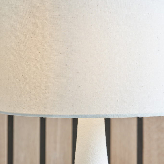 Eli White and Wood Effect Textured Ceramic Table Lamp