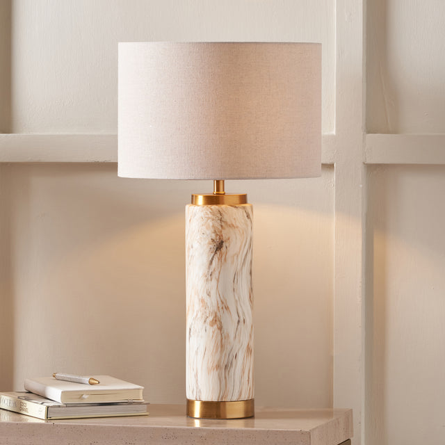 Tate Natural Stone Effect Ceramic Tall Table Lamp