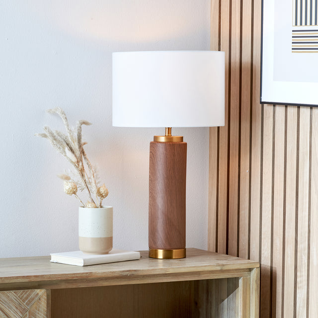 Tate Wood Effect Ceramic Tall Table Lamp