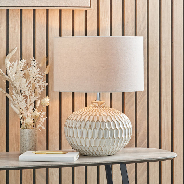 Hudson Warm White Ceramic Table Lamp