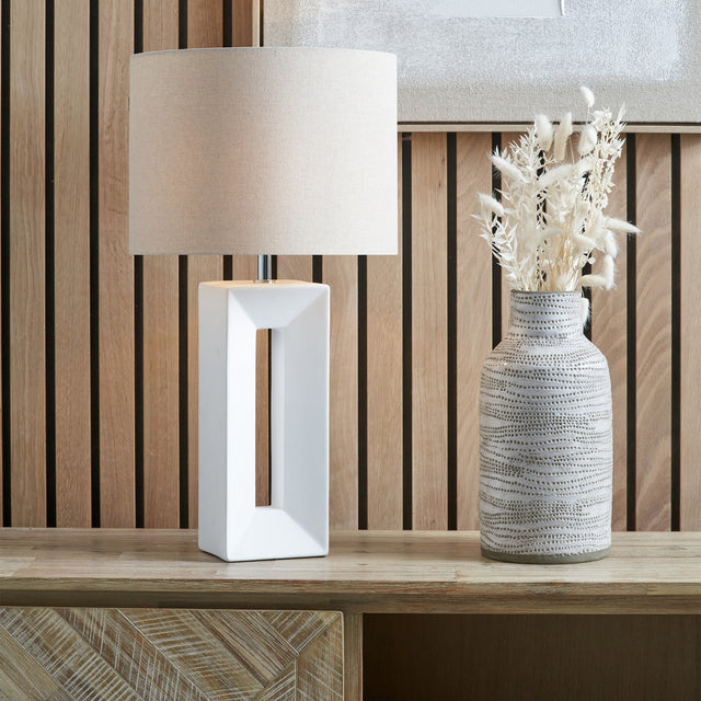 Renga White Ceramic Tall Table Lamp