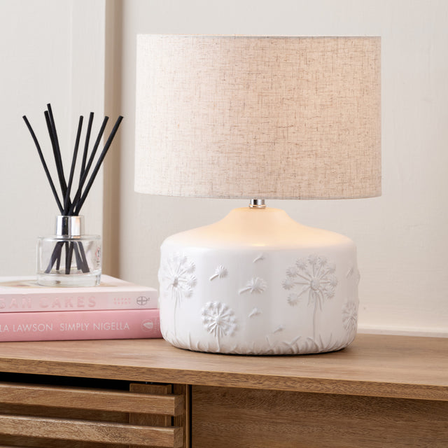 Dandelion White Small Ceramic Table Lamp