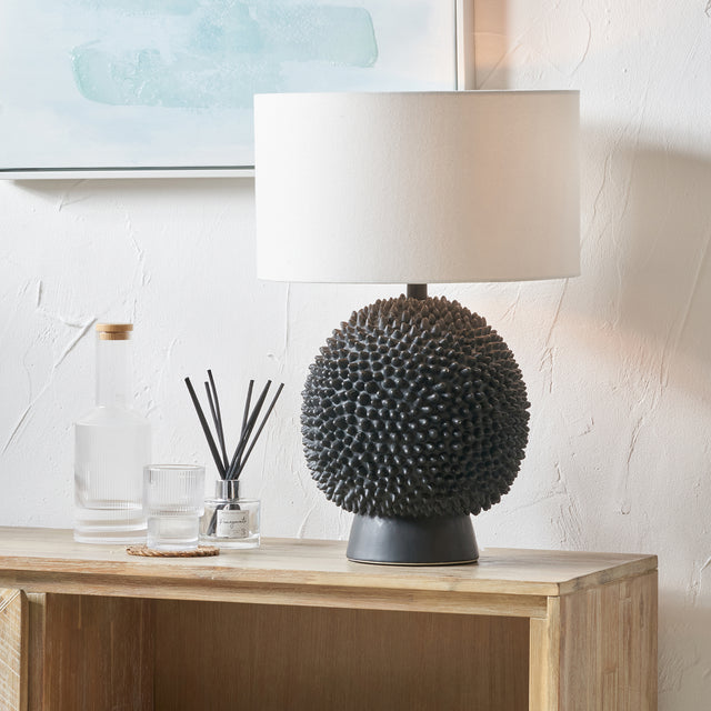 Urchin Black Ceramic Spike Table Lamp Base