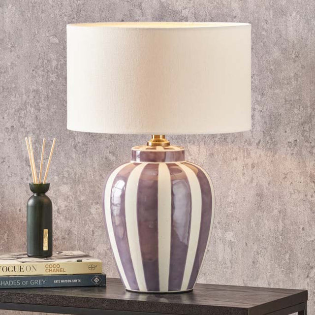 Portia Lilac Striped Ceramic Table Lamp Base