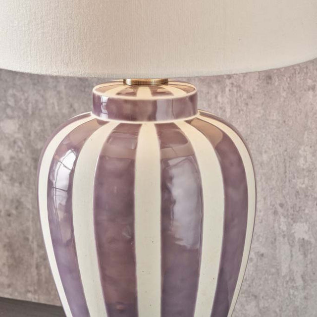 Portia Lilac Striped Ceramic Table Lamp Base