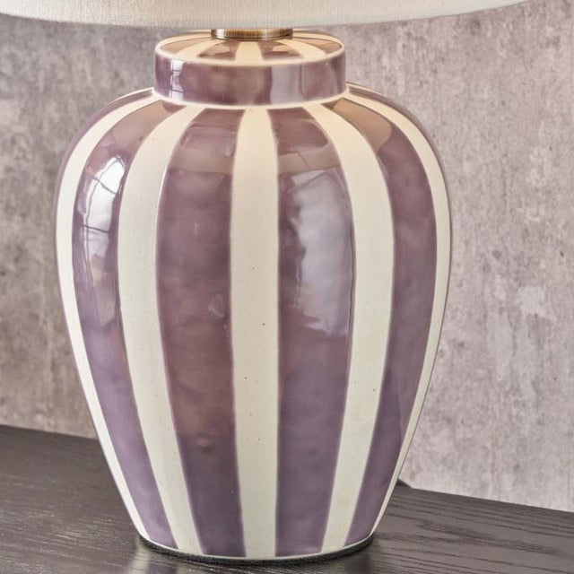 Portia Lilac Striped Ceramic Table Lamp Base