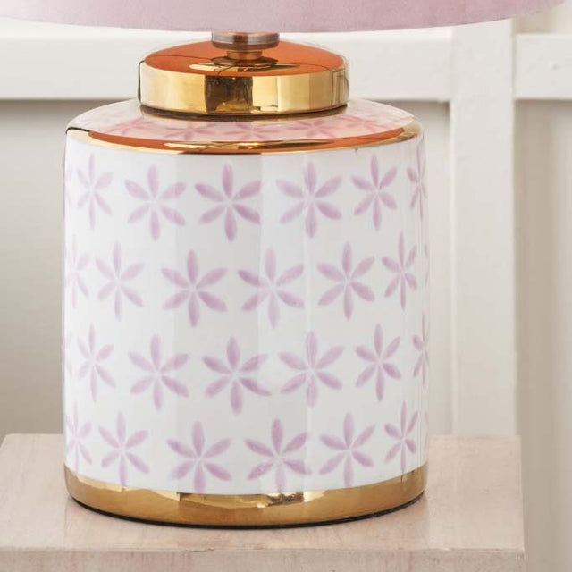 Liza Lilac and Gold Leaf Ceramic Table Lamp Base