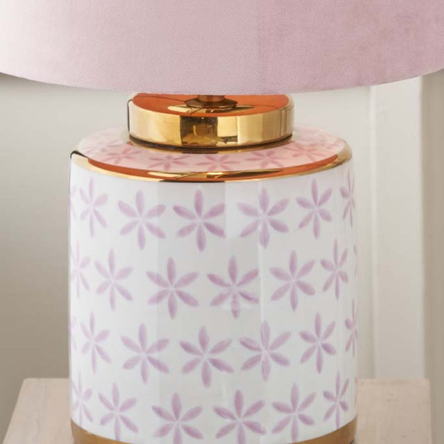 Liza Lilac and Gold Leaf Ceramic Table Lamp Base