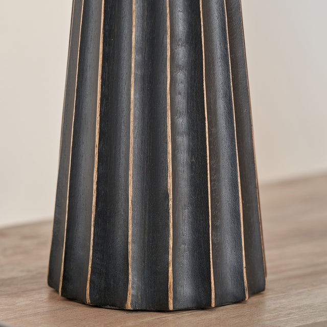 Dorian Black Wash Mango Wood Textured Cone Table Lamp