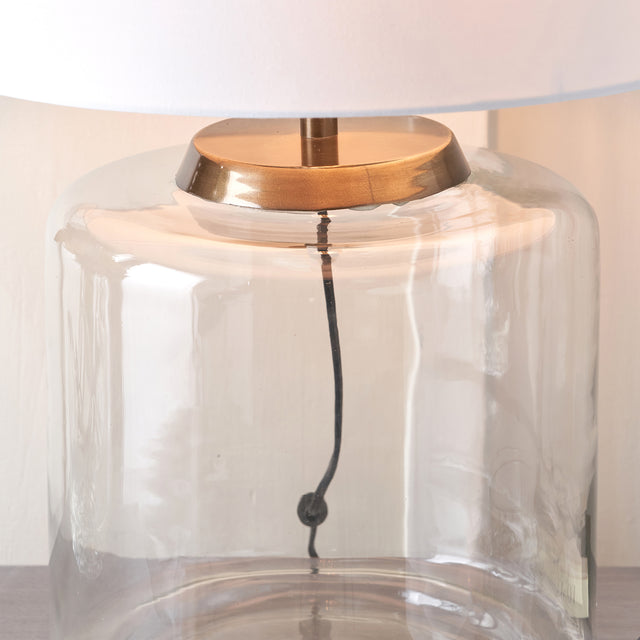 Sylvie Clear Glass and Antique Brass Large Table Lamp Base