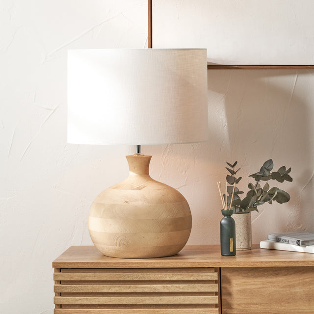 Noa Natural Mango Wood Round Table Lamp Base