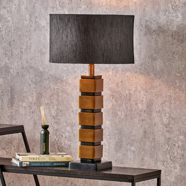 Marcella Antique Brass Cube Design Table Lamp Base