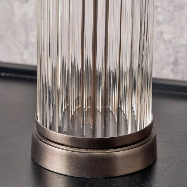 Collette Clear Glass Rod and Antique Bronze Table Lamp Base