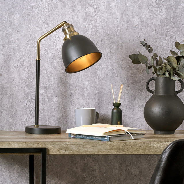 Blythe Black and Antique Brass Task Table Lamp