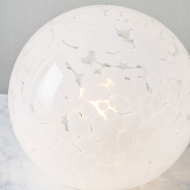 Rosalie Speckled White Glass Spherical Table Lamp