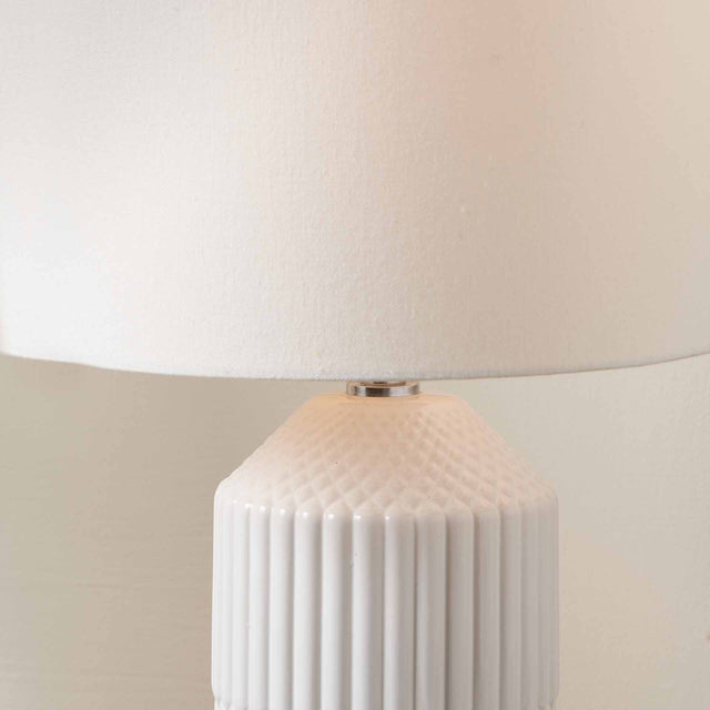 Genève White Textured Tall Bedside Table Lamp Set Of 2