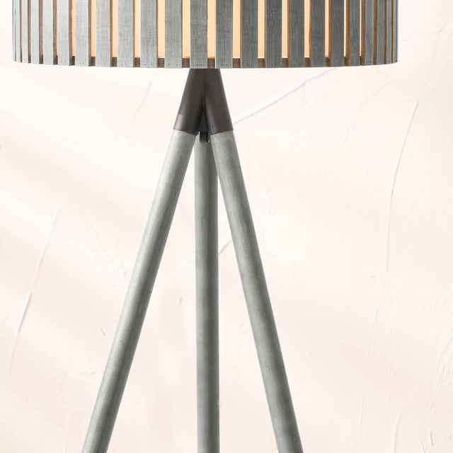 Hemsby Grey Wash Wood Slat Floor Lamp