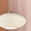 Aurelie White Glass and Gold Ribbed Oval Pendant