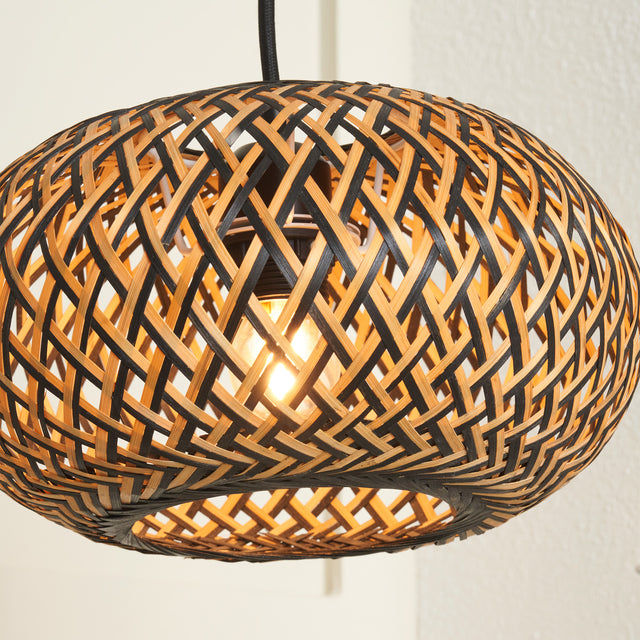 Ivana Black and Natural Rattan Pendant