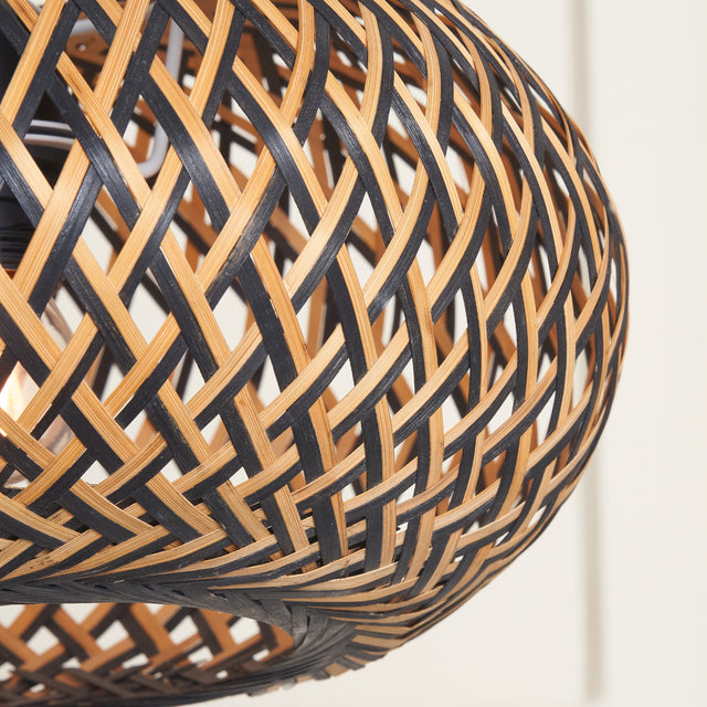 Ivana Black and Natural Rattan Pendant