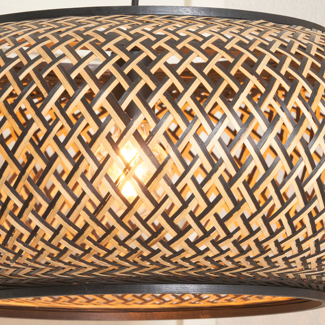 Ivana Black and Natural Rattan Large Pendant