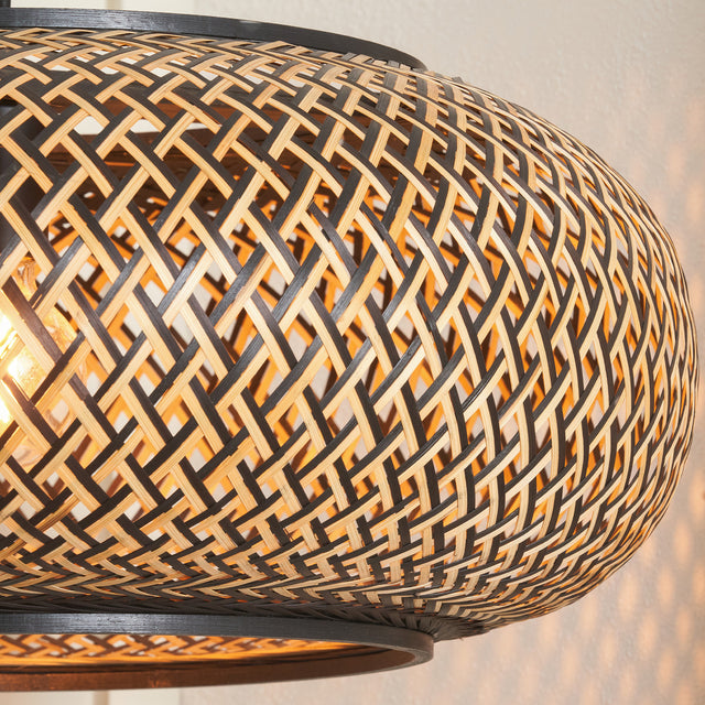 Ivana Black and Natural Rattan Large Pendant