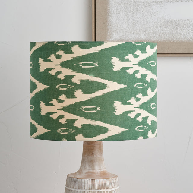 Marella Racing Green Ikat Patterned Cylinder Lampshade