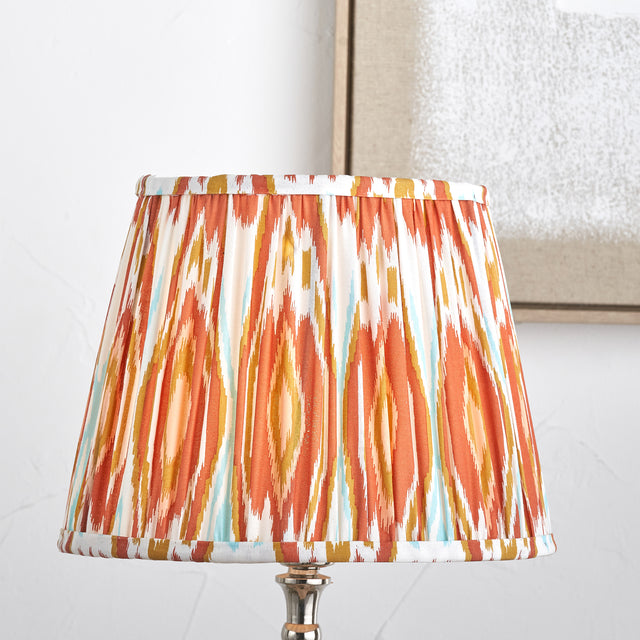 Elodie Cinnamon Ikat Patterned Gathered Tapered Lampshade