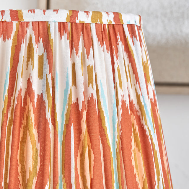 Elodie Cinnamon Ikat Patterned Gathered Tapered Lampshade