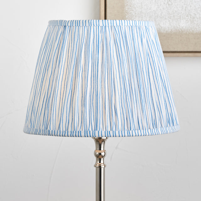 Jenson Ocean Blue Stripe Mushroom Pleat Lampshade