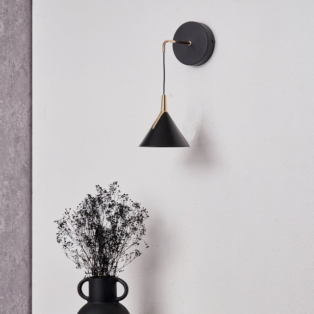 Stella Matt Black and Gold LED Wall Light