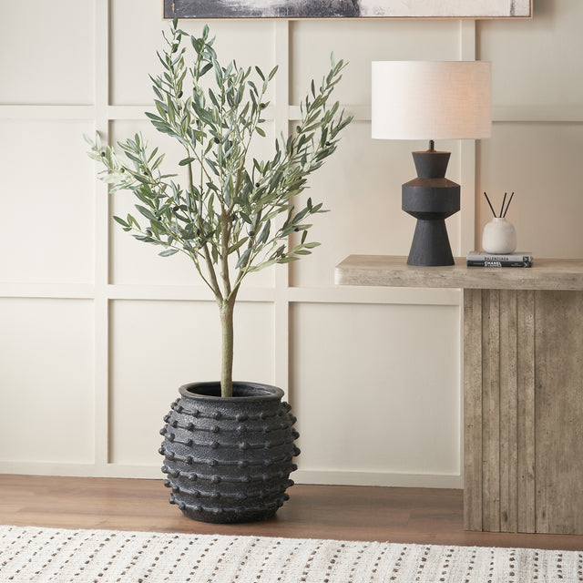 Harlie Black Bobble Fibrestone Planter Large