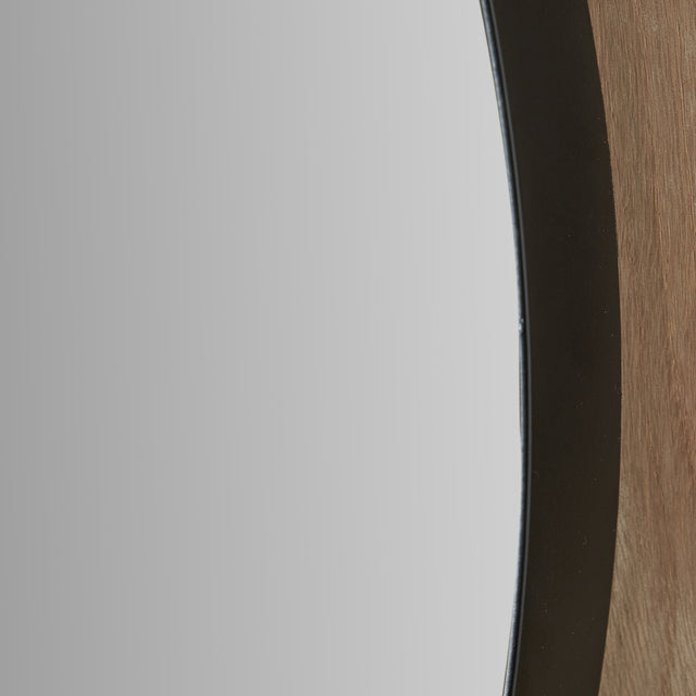 Koa Black Slim Frame Round Wall Mirror Large