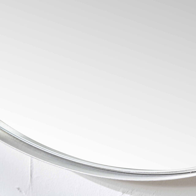 Koa Silver Slim Frame Round Wall Mirror Large