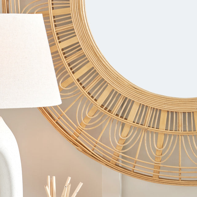 Adira Natural Bamboo Round Mirror