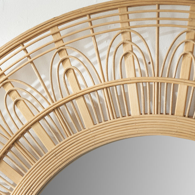 Adira Natural Bamboo Round Mirror