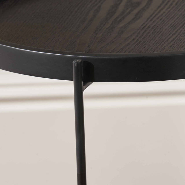 Minori Black Wood Side Table