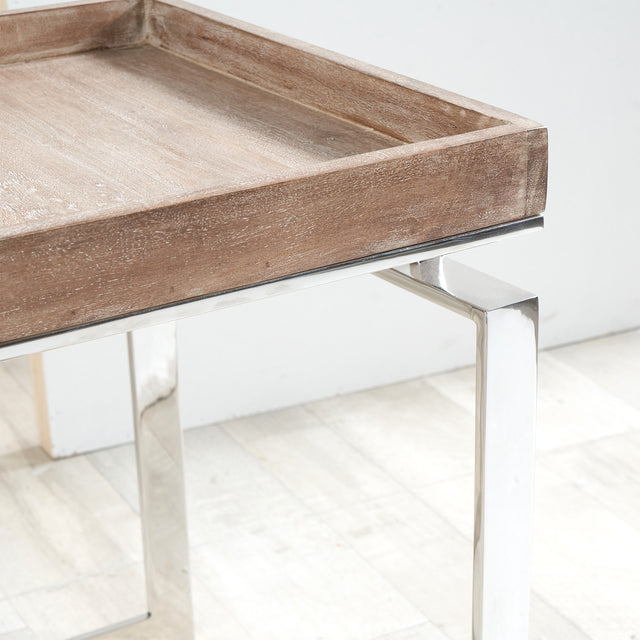 Edie Mango Wood and Silver Side Table