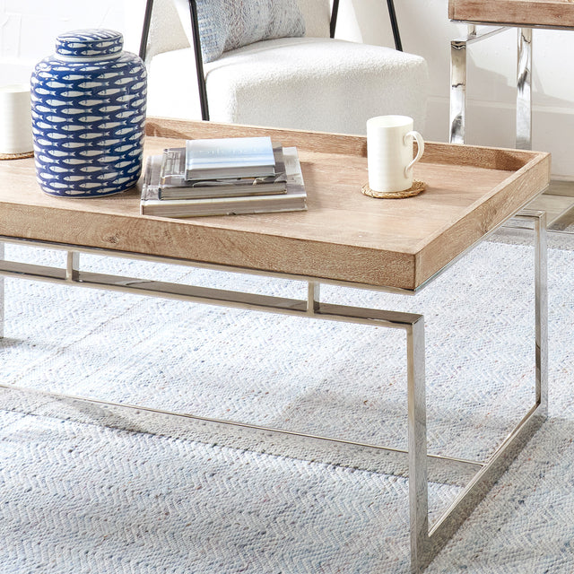 Edie Mango Wood and Silver Coffee Table