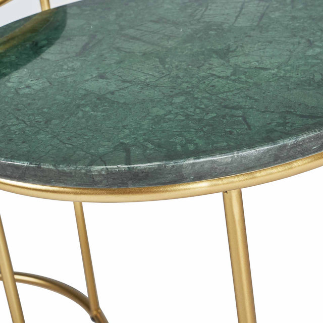 Cecelia Green Marble and Gold Side Tables S/2