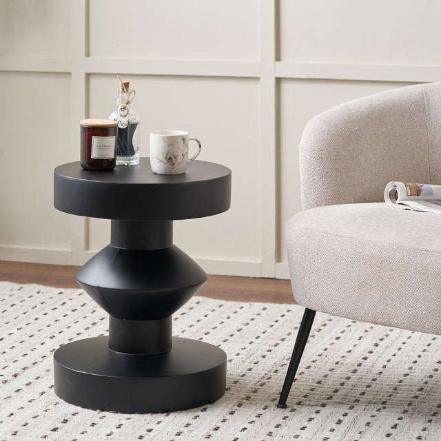 Nico Black Fibrestone Side Table