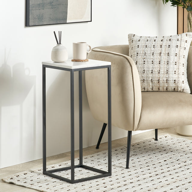 Lani White Marble Tall Side Table